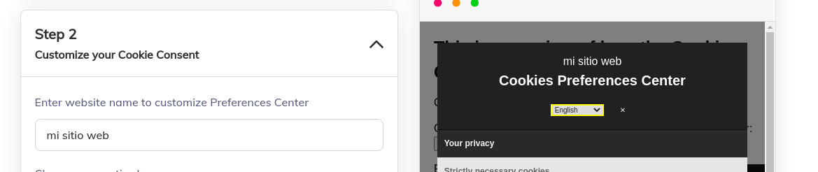 Personalización - Nombre del sitio web