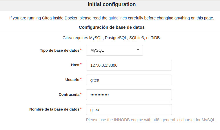 Configuración de la base de datos