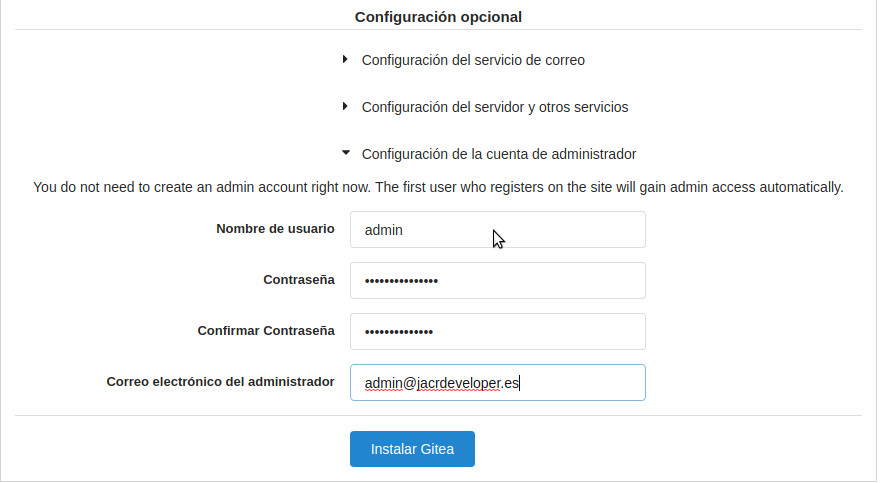 Usuario administrador
