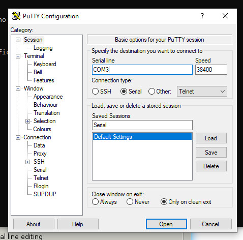 Configuración Putty