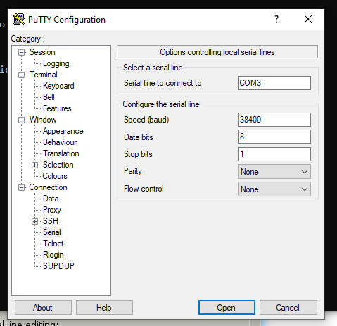 Configuración Putty